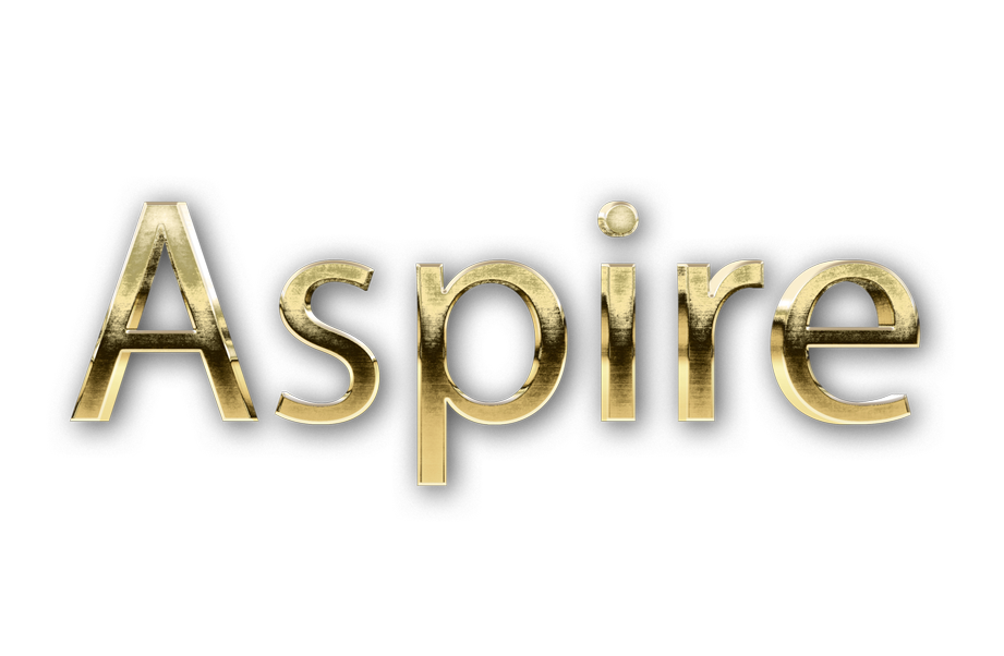 3D WORD ASPIRE gold text effects art typography PNG images free